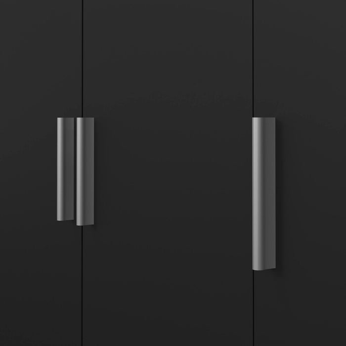 Guardaroba 3 ante Albacore, Mobile camera da letto, Cabina armadio portabiti, Armadio appendiabiti, 118x50 h201 cm, Nero