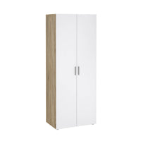 Guardaroba 2 ante Arg, Mobile camera da letto, Cabina armadio portabiti, Armadio appendiabiti, 79x50 h201 cm, Quercia e Bianco lucido