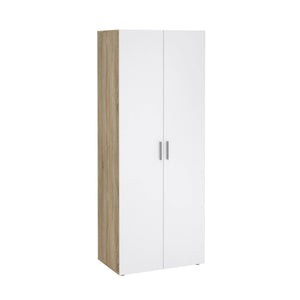 Guardaroba 2 ante Arg, Mobile camera da letto, Cabina armadio portabiti, Armadio appendiabiti, 79x50 h201 cm, Quercia e Bianco lucido