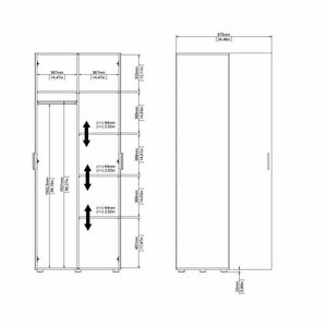 Guardaroba 2 ante Arg, Mobile camera da letto, Cabina armadio portabiti, Armadio appendiabiti, 79x50 h201 cm, Nero