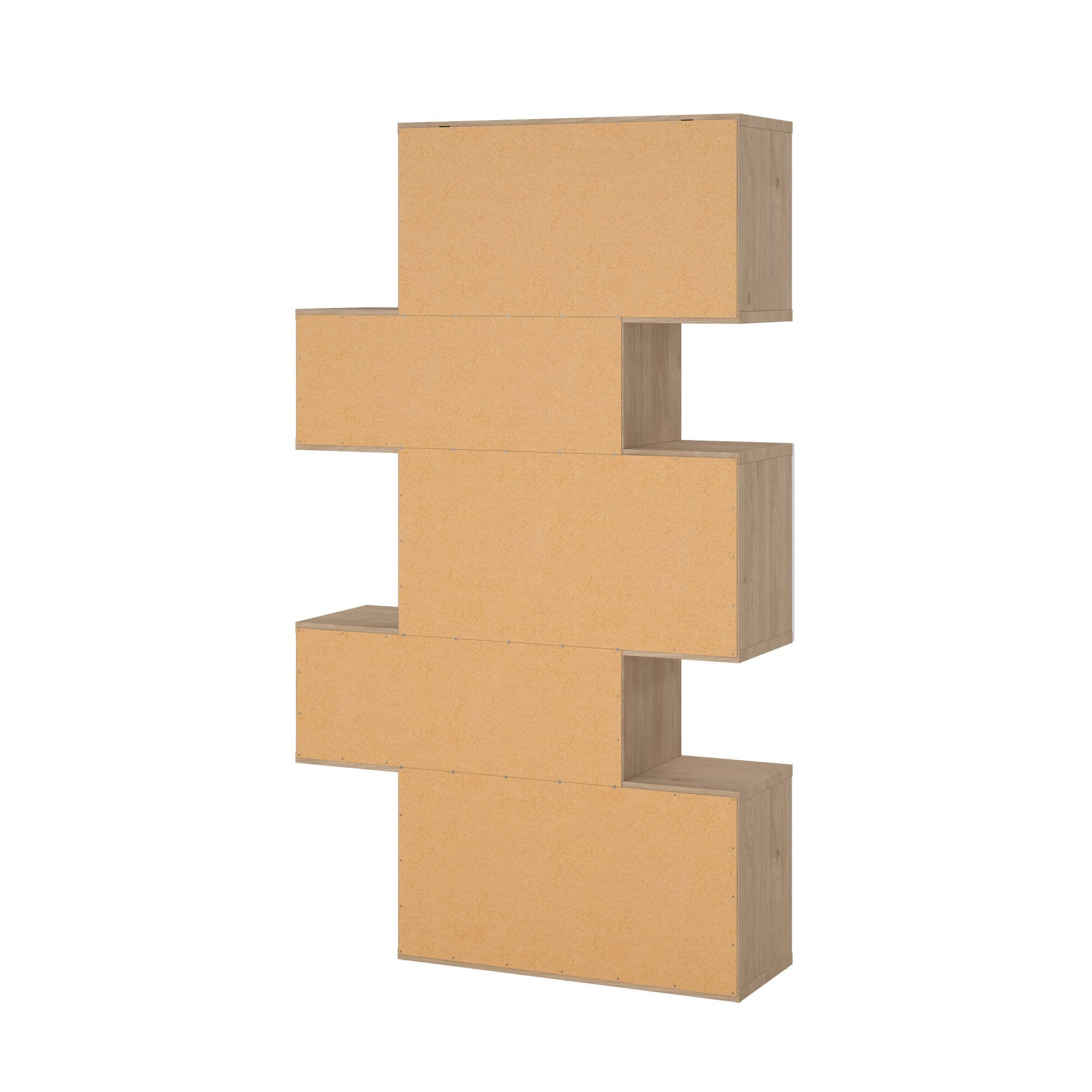 Libreria Acetosella, Scaffale da ufficio, Mobile portalibri, Biblioteca, 96x32 h166 cm, Rovere e Bianco lucido