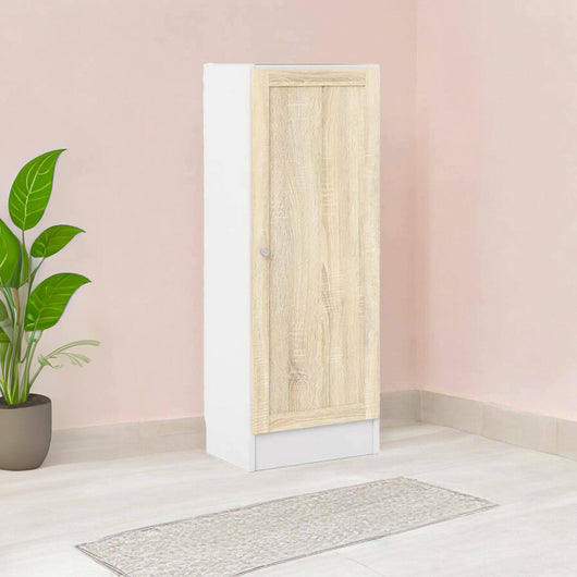 Scarpiera Amedee, Mobile portascarpe, Armadio da ingresso multiuso, Mobiletto per calzature, 41x28 h107 cm, Bianco e Quercia