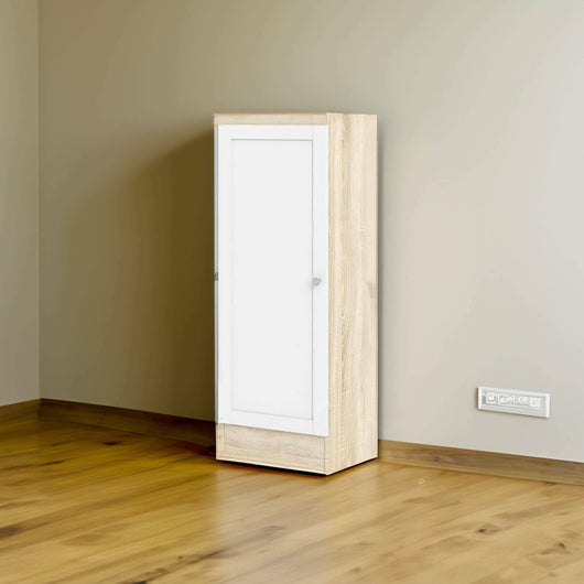 Scarpiera Amedee, Mobile portascarpe, Armadio da ingresso multiuso, Mobiletto per calzature, 41x28 h107 cm, Quercia e Bianco