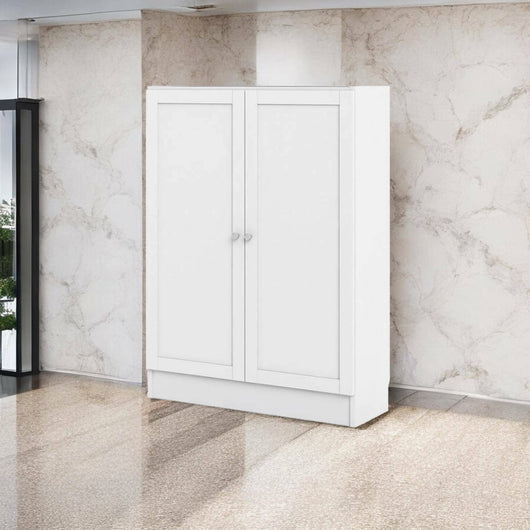 Scarpiera Sanba, Mobile portascarpe, Armadio da ingresso multiuso, Mobiletto per calzature, 79x28 h107 cm, Bianco