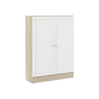 Scarpiera Sanba, Mobile portascarpe, Armadio da ingresso multiuso, Mobiletto per calzature, 79x28 h107 cm, Quercia e Bianco
