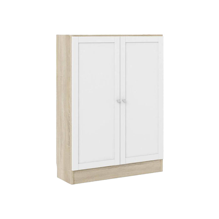 Scarpiera Sanba, Mobile portascarpe, Armadio da ingresso multiuso, Mobiletto per calzature, 79x28 h107 cm, Quercia e Bianco