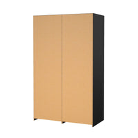 Guardaroba 2 ante Kammuri, Mobile camera da letto, Cabina armadio portabiti, Armadio appendiabiti, 121x60 h200 cm, Nero e Rovere