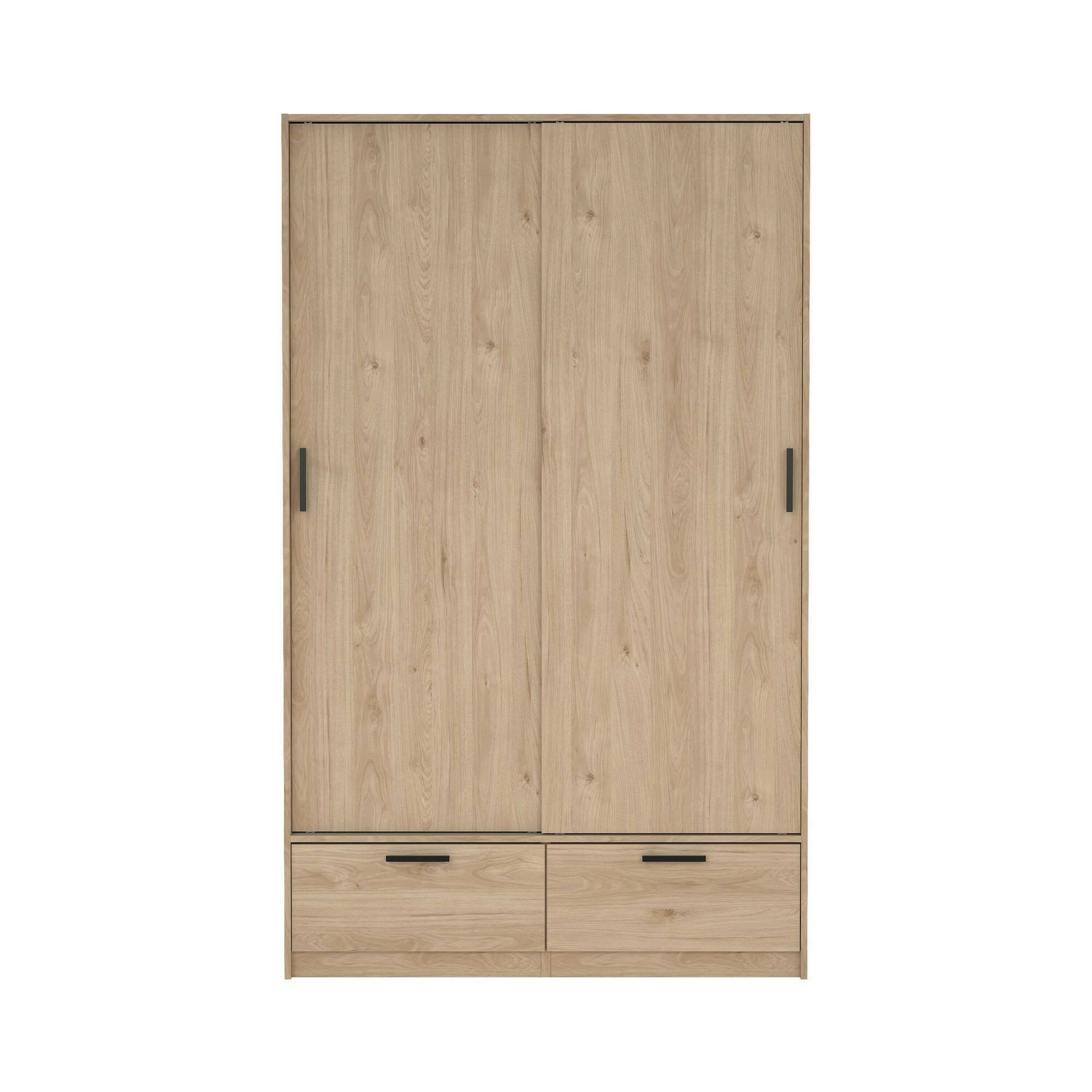 Guardaroba 2 ante Kammuri, Mobile camera da letto, Cabina armadio portabiti, Armadio appendiabiti, 121x60 h200 cm, Rovere