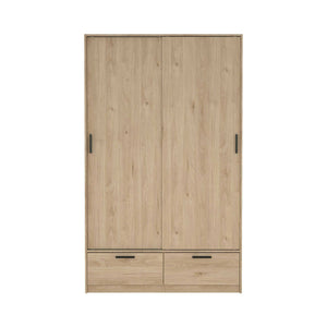 Guardaroba 2 ante Kammuri, Mobile camera da letto, Cabina armadio portabiti, Armadio appendiabiti, 121x60 h200 cm, Rovere