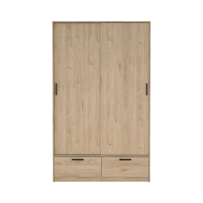 Guardaroba 2 ante Kammuri, Mobile camera da letto, Cabina armadio portabiti, Armadio appendiabiti, 121x60 h200 cm, Rovere