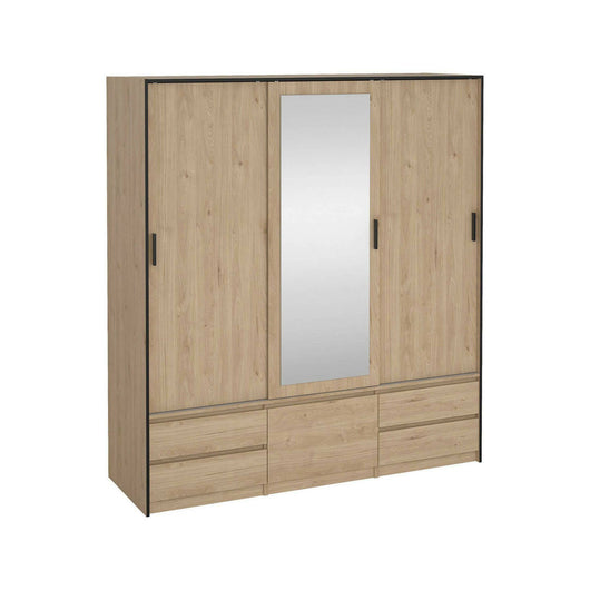 Armadio multiuso grande Ljalkova, Mobile multifunzionale, Mobiletto scarpiera, Guardaroba porta scarpe, 181x60 h200 cm, Rovere