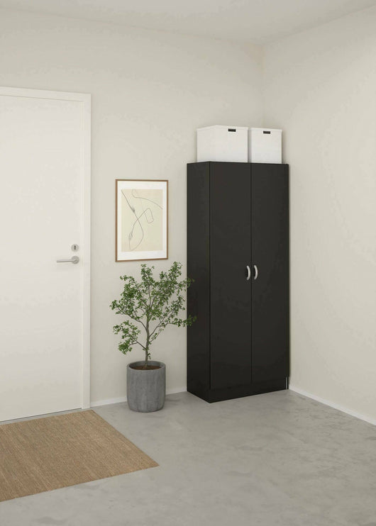 Scarpiera Erinni, Mobile portascarpe, Armadio da ingresso multiuso, Mobiletto per calzature, 69x35 h170 cm, Nero