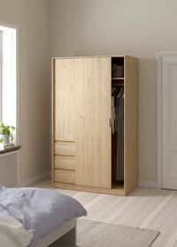 Guardaroba 2 ante Sanjose, Mobile camera da letto, Cabina armadio portabiti, Armadio appendiabiti, 119x60 h200 cm, Rovere