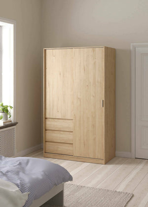 Guardaroba 2 ante Sanjose, Mobile camera da letto, Cabina armadio portabiti, Armadio appendiabiti, 119x60 h200 cm, Rovere