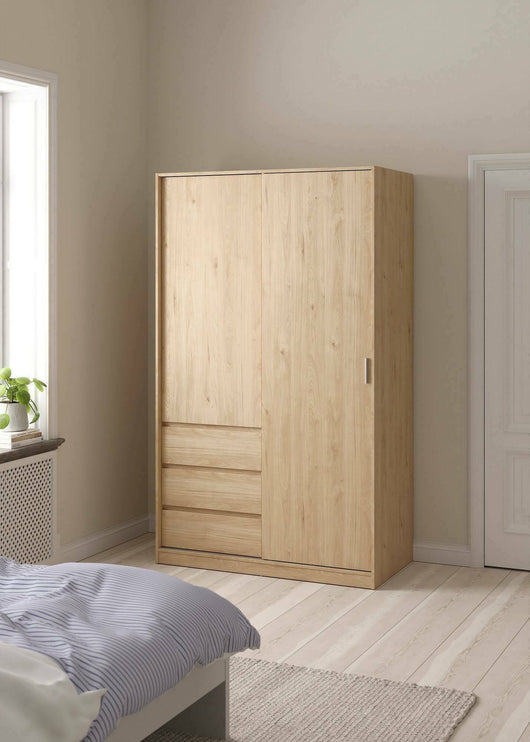 Guardaroba 2 ante Sanjose, Mobile camera da letto, Cabina armadio portabiti, Armadio appendiabiti, 119x60 h200 cm, Rovere