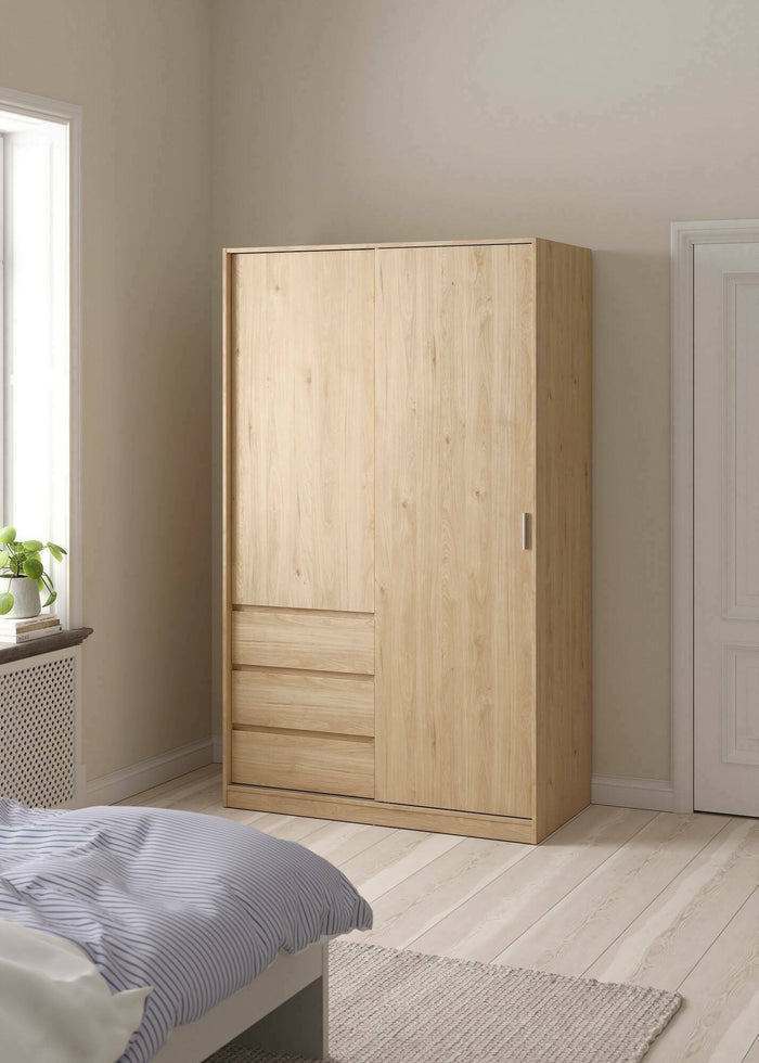 Guardaroba 2 ante Sanjose, Mobile camera da letto, Cabina armadio portabiti, Armadio appendiabiti, 119x60 h200 cm, Rovere