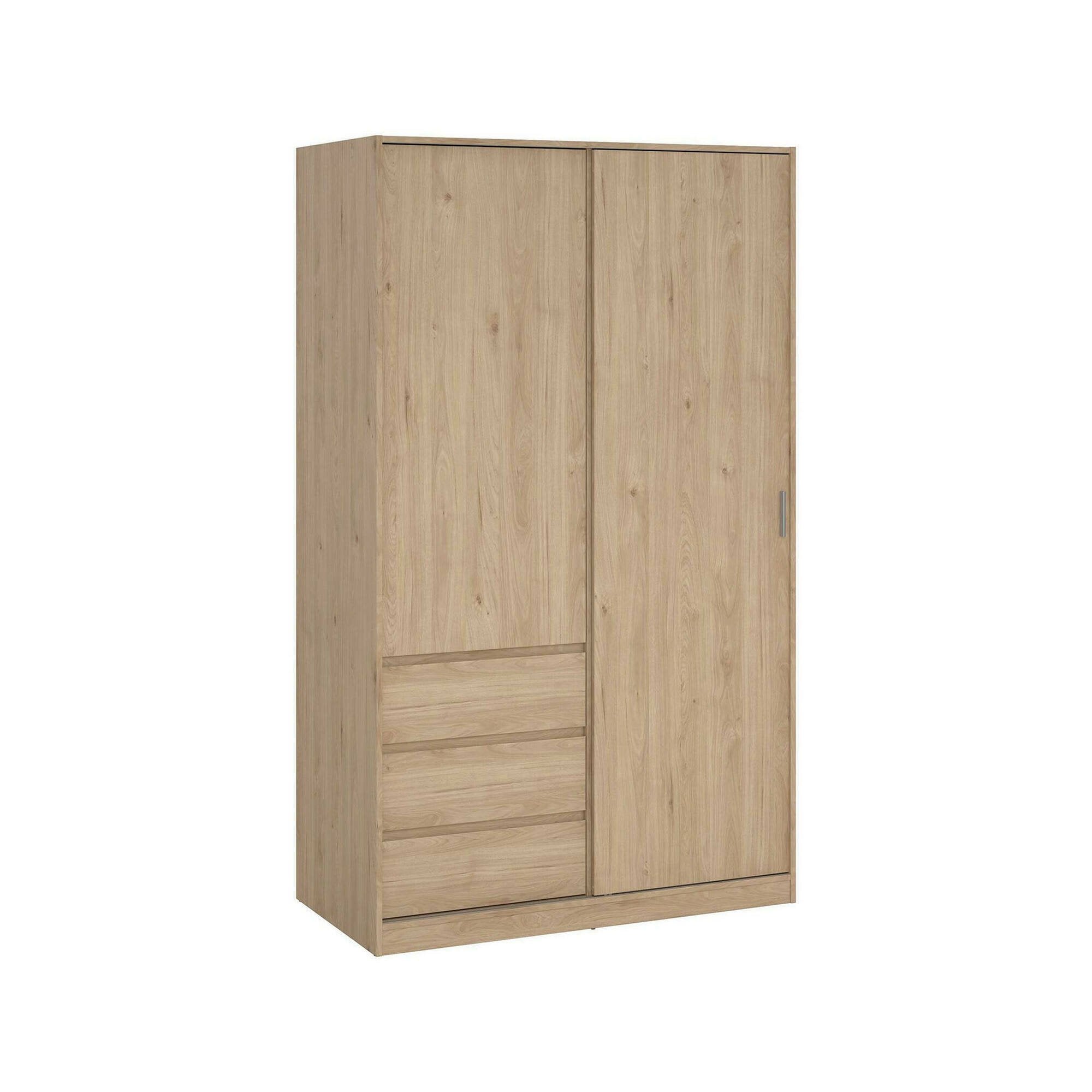 Guardaroba 2 ante Sanjose, Mobile camera da letto, Cabina armadio portabiti, Armadio appendiabiti, 119x60 h200 cm, Rovere