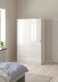 Guardaroba 2 ante Sanjose, Mobile camera da letto, Cabina armadio portabiti, Armadio appendiabiti, 119x60 h200 cm, Bianco lucido