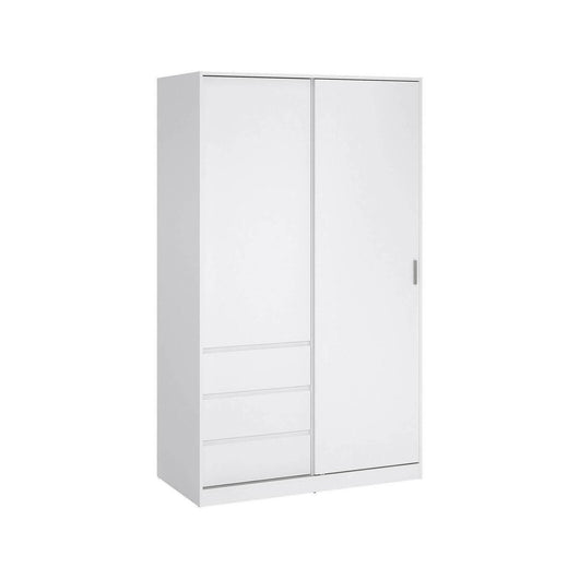 Guardaroba 2 ante Sanjose, Mobile camera da letto, Cabina armadio portabiti, Armadio appendiabiti, 119x60 h200 cm, Bianco lucido