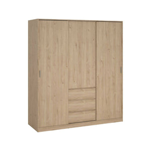 Guardaroba 3 ante Mathieu, Mobile camera da letto, Cabina armadio portabiti, Armadio appendiabiti, 177x60 h200 cm, Rovere