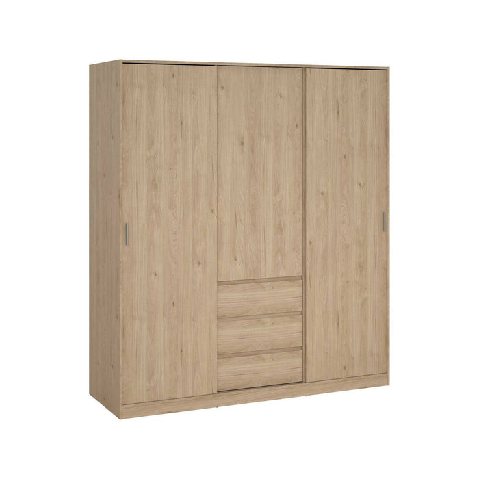 Guardaroba 3 ante Mathieu, Mobile camera da letto, Cabina armadio portabiti, Armadio appendiabiti, 177x60 h200 cm, Rovere