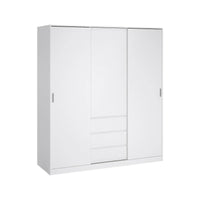 Guardaroba 3 ante Mathieu, Mobile camera da letto, Cabina armadio portabiti, Armadio appendiabiti, 177x60 h200 cm, Bianco lucido