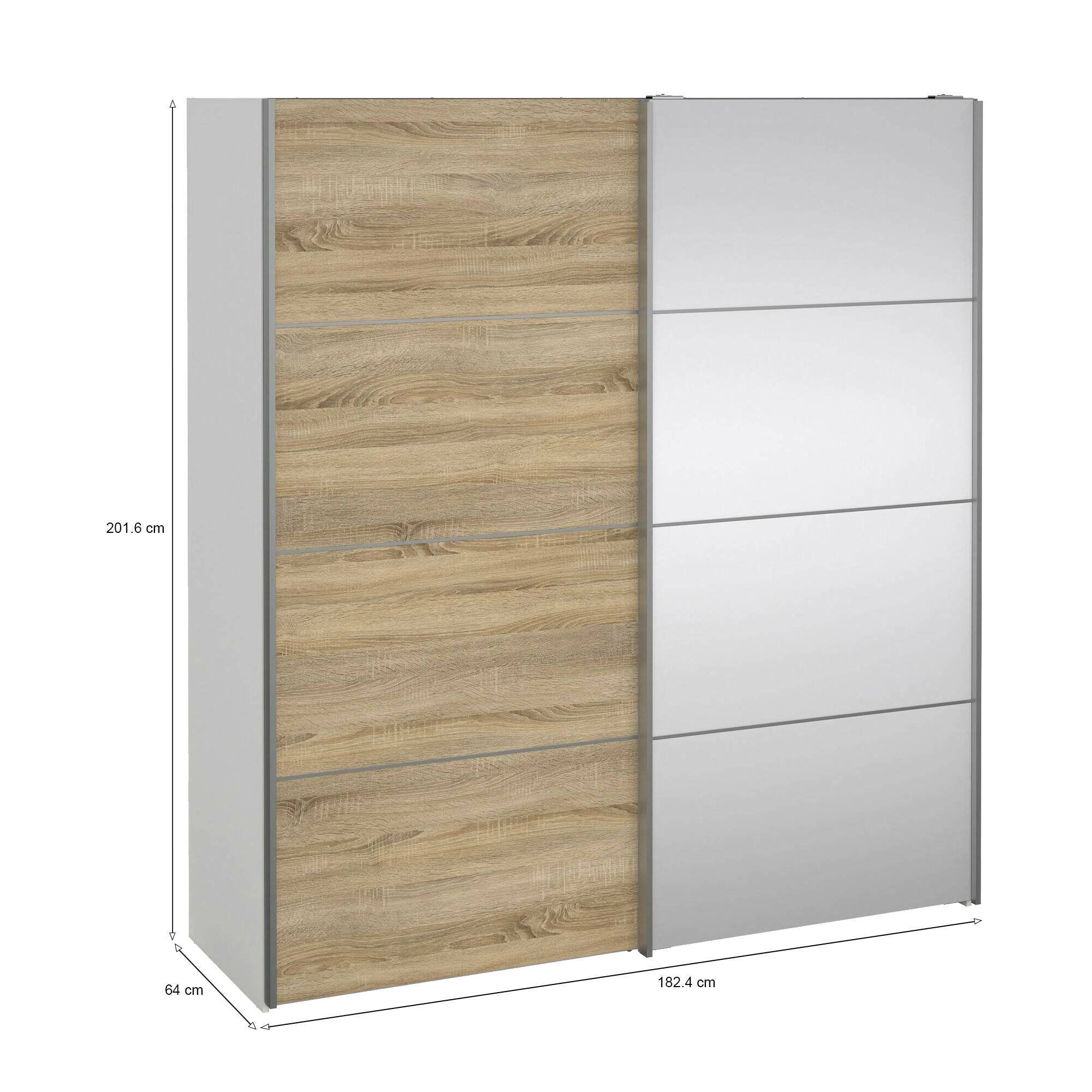 Guardaroba 2 ante Cerreto, Mobile camera da letto, Cabina armadio portabiti, Armadio appendiabiti, 182x64 h202 cm, Quercia e Bianco