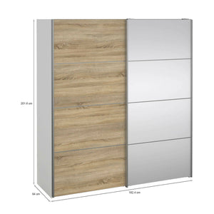 Guardaroba 2 ante Cerreto, Mobile camera da letto, Cabina armadio portabiti, Armadio appendiabiti, 182x64 h202 cm, Quercia e Bianco