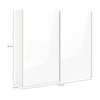 Guardaroba 2 ante Badesse, Mobile camera da letto, Cabina armadio portabiti, Armadio appendiabiti, 243x61 h220 cm, Bianco lucido