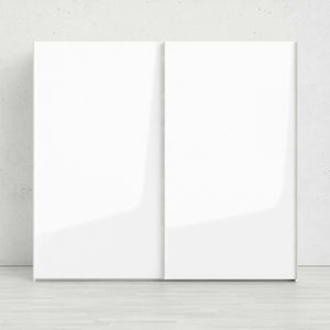 Guardaroba 2 ante Badesse, Mobile camera da letto, Cabina armadio portabiti, Armadio appendiabiti, 243x61 h220 cm, Bianco lucido