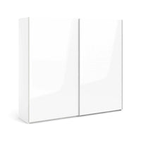 Guardaroba 2 ante Badesse, Mobile camera da letto, Cabina armadio portabiti, Armadio appendiabiti, 243x61 h220 cm, Bianco lucido