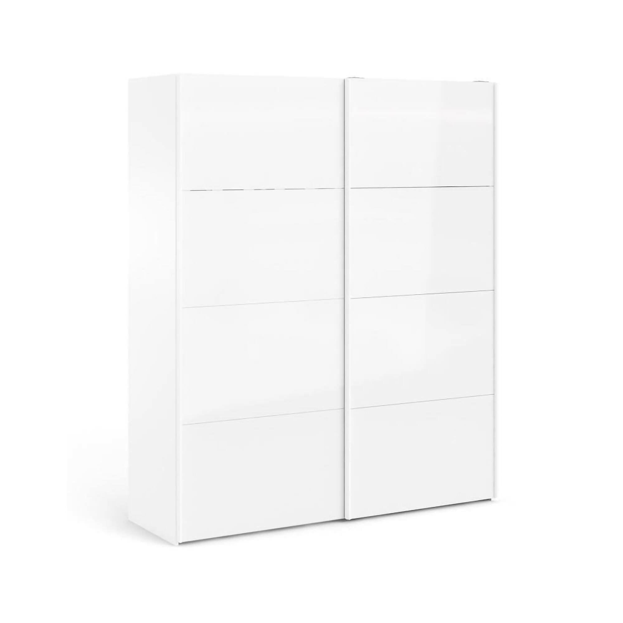 Guardaroba 2 ante Badesse, Mobile camera da letto, Cabina armadio portabiti, Armadio appendiabiti, 182x62 h220 cm, Bianco lucido