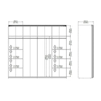 Guardaroba 2 ante Kauri, Mobile camera da letto, Cabina armadio portabiti, Armadio appendiabiti, 243x61 h220 cm, Bianco lucido