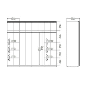 Guardaroba 2 ante Kauri, Mobile camera da letto, Cabina armadio portabiti, Armadio appendiabiti, 243x61 h220 cm, Bianco lucido