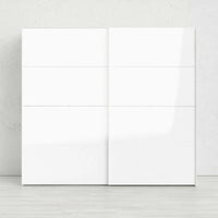 Guardaroba 2 ante Kauri, Mobile camera da letto, Cabina armadio portabiti, Armadio appendiabiti, 243x61 h220 cm, Bianco lucido