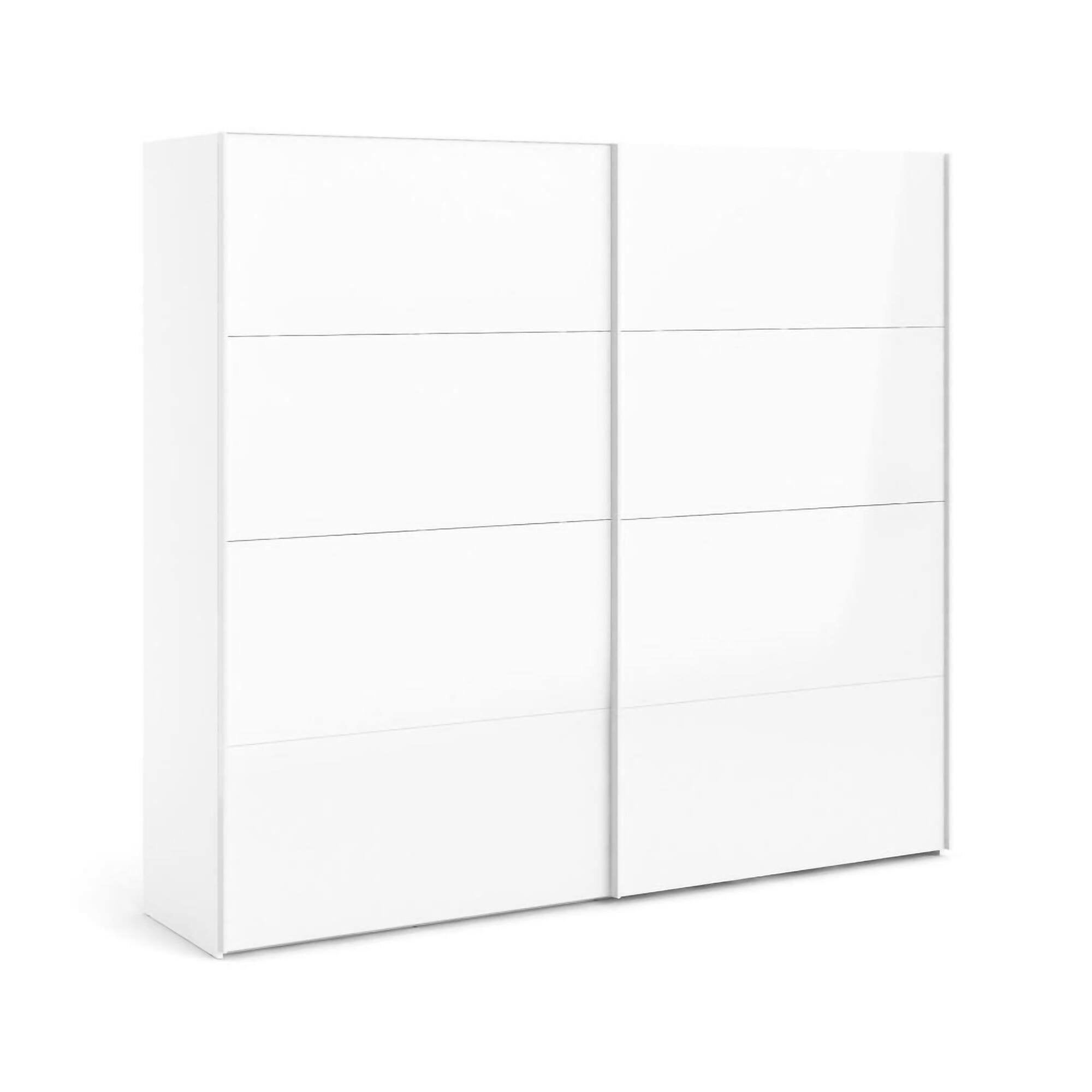 Guardaroba 2 ante Kauri, Mobile camera da letto, Cabina armadio portabiti, Armadio appendiabiti, 243x61 h220 cm, Bianco lucido