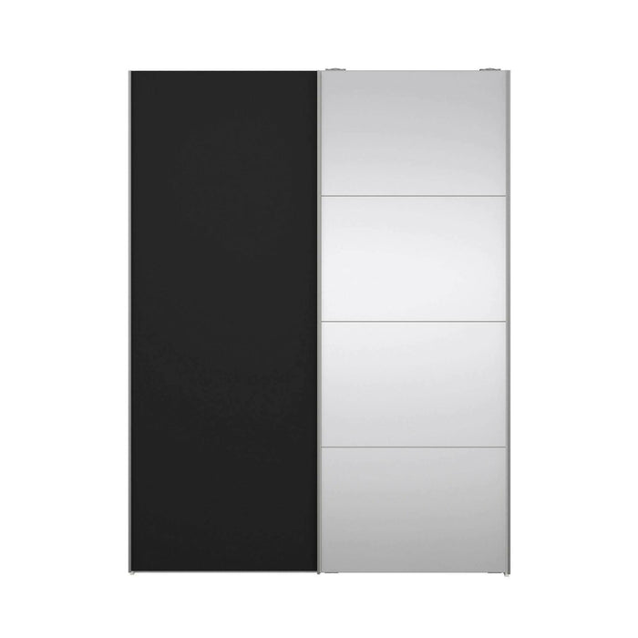 Guardaroba 2 ante Seraphine, Mobile camera da letto, Cabina armadio portabiti, Armadio appendiabiti, 150x61 h200 cm, Bianco e Nero