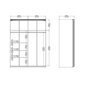 Guardaroba 2 ante Seraphine, Mobile camera da letto, Cabina armadio portabiti, Armadio appendiabiti, 150x61 h200 cm, Bianco e Nero