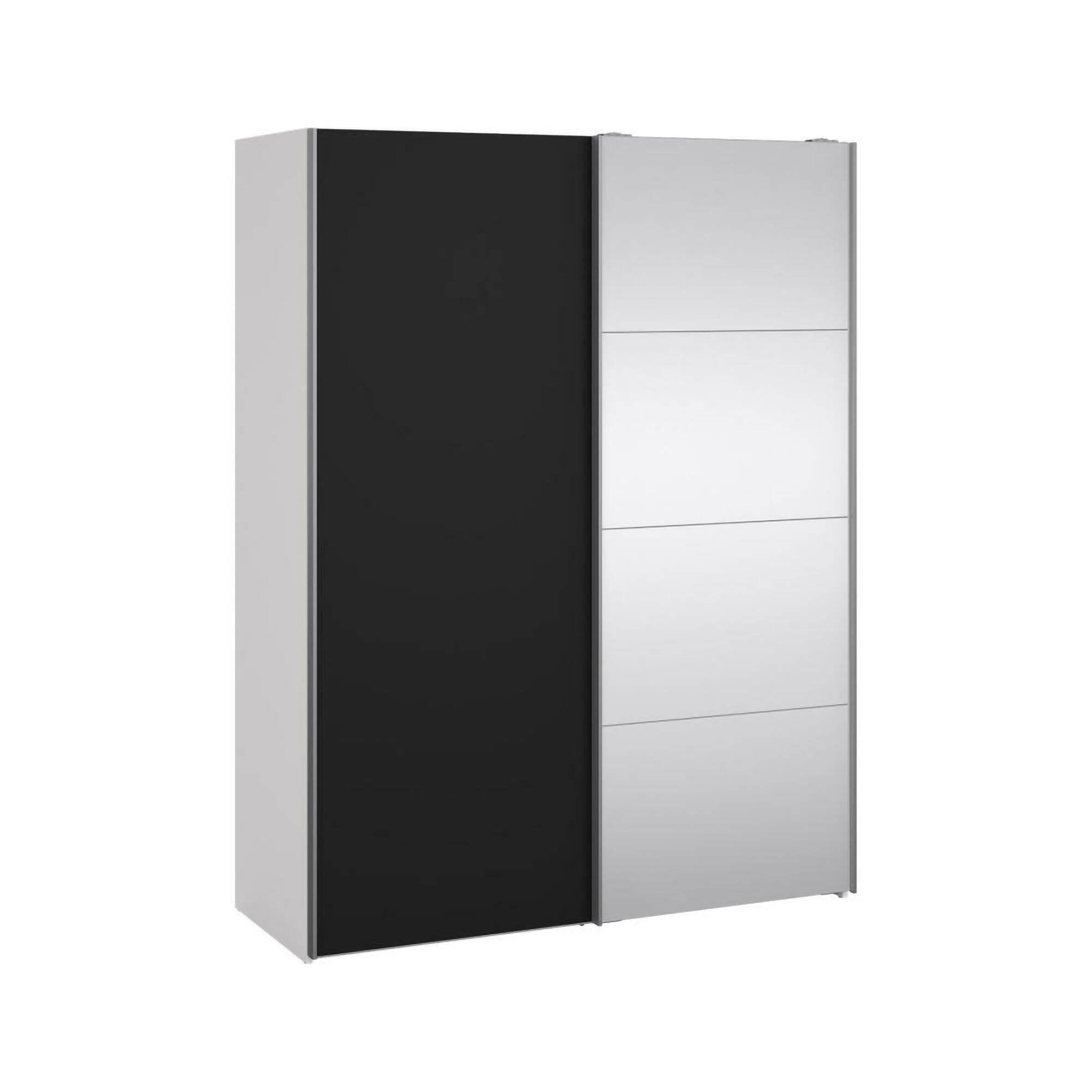 Guardaroba 2 ante Seraphine, Mobile camera da letto, Cabina armadio portabiti, Armadio appendiabiti, 150x61 h200 cm, Bianco e Nero