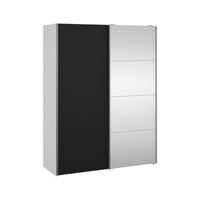 Guardaroba 2 ante Seraphine, Mobile camera da letto, Cabina armadio portabiti, Armadio appendiabiti, 150x61 h200 cm, Bianco e Nero