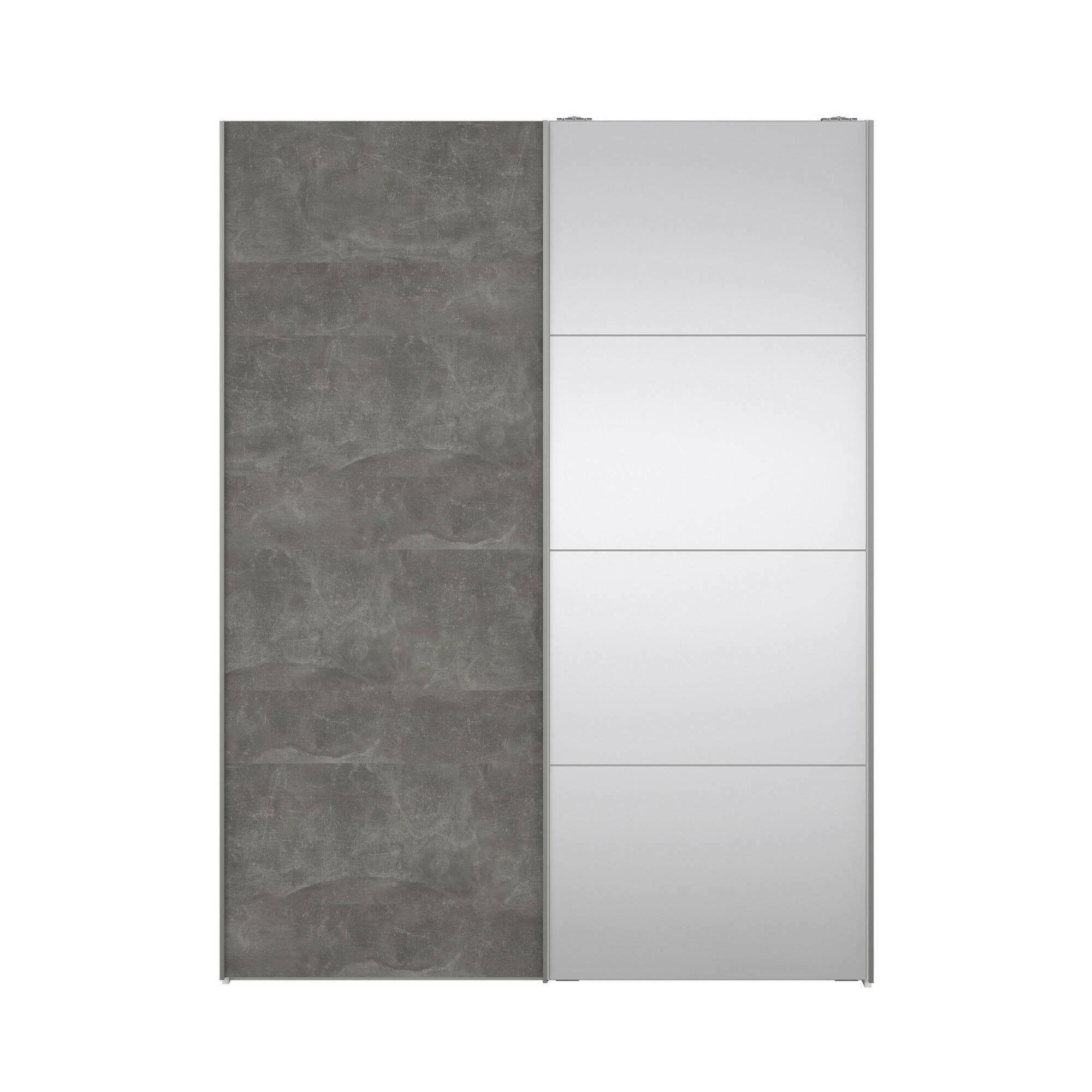 Guardaroba 2 ante Seraphine, Mobile camera da letto, Cabina armadio portabiti, Armadio appendiabiti, 150x61 h200 cm, Bianco e Grigio