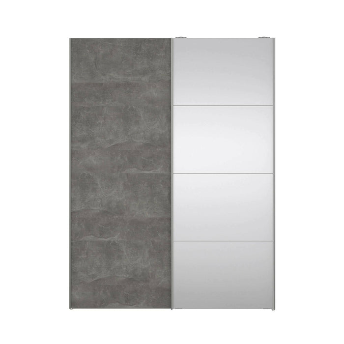 Guardaroba 2 ante Seraphine, Mobile camera da letto, Cabina armadio portabiti, Armadio appendiabiti, 150x61 h200 cm, Bianco e Grigio