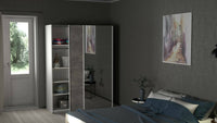 Guardaroba 2 ante Seraphine, Mobile camera da letto, Cabina armadio portabiti, Armadio appendiabiti, 150x61 h200 cm, Bianco e Grigio