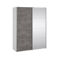 Guardaroba 2 ante Seraphine, Mobile camera da letto, Cabina armadio portabiti, Armadio appendiabiti, 150x61 h200 cm, Bianco e Grigio