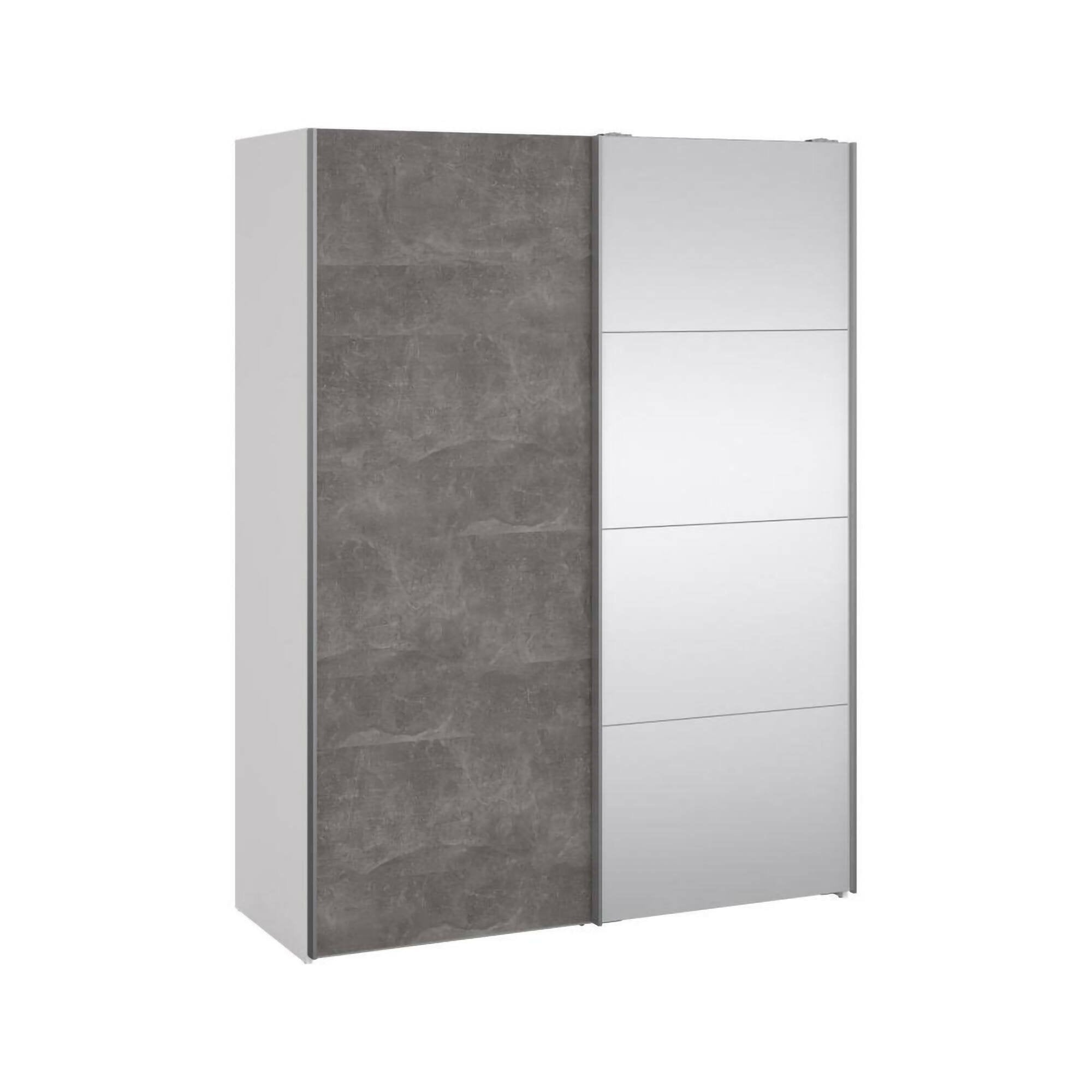 Guardaroba 2 ante Seraphine, Mobile camera da letto, Cabina armadio portabiti, Armadio appendiabiti, 150x61 h200 cm, Bianco e Grigio