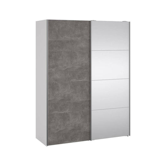 Guardaroba 2 ante Seraphine, Mobile camera da letto, Cabina armadio portabiti, Armadio appendiabiti, 150x61 h200 cm, Bianco e Grigio