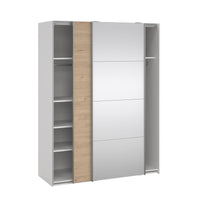 Guardaroba 2 ante Seraphine, Mobile camera da letto, Cabina armadio portabiti, Armadio appendiabiti, 150x61 h200 cm, Bianco e Rovere