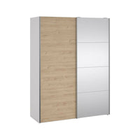 Guardaroba 2 ante Seraphine, Mobile camera da letto, Cabina armadio portabiti, Armadio appendiabiti, 150x61 h200 cm, Bianco e Rovere