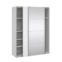 Guardaroba 2 ante Seraphine, Mobile camera da letto, Cabina armadio portabiti, Armadio appendiabiti, 150x61 h200 cm, Bianco lucido