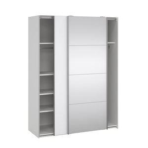 Guardaroba 2 ante Seraphine, Mobile camera da letto, Cabina armadio portabiti, Armadio appendiabiti, 150x61 h200 cm, Bianco lucido